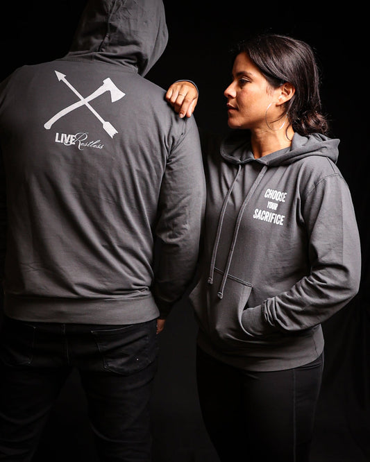 Choose Your Sacrifice - Lightweight Hoodie - Grey - Live Restless, LLC.