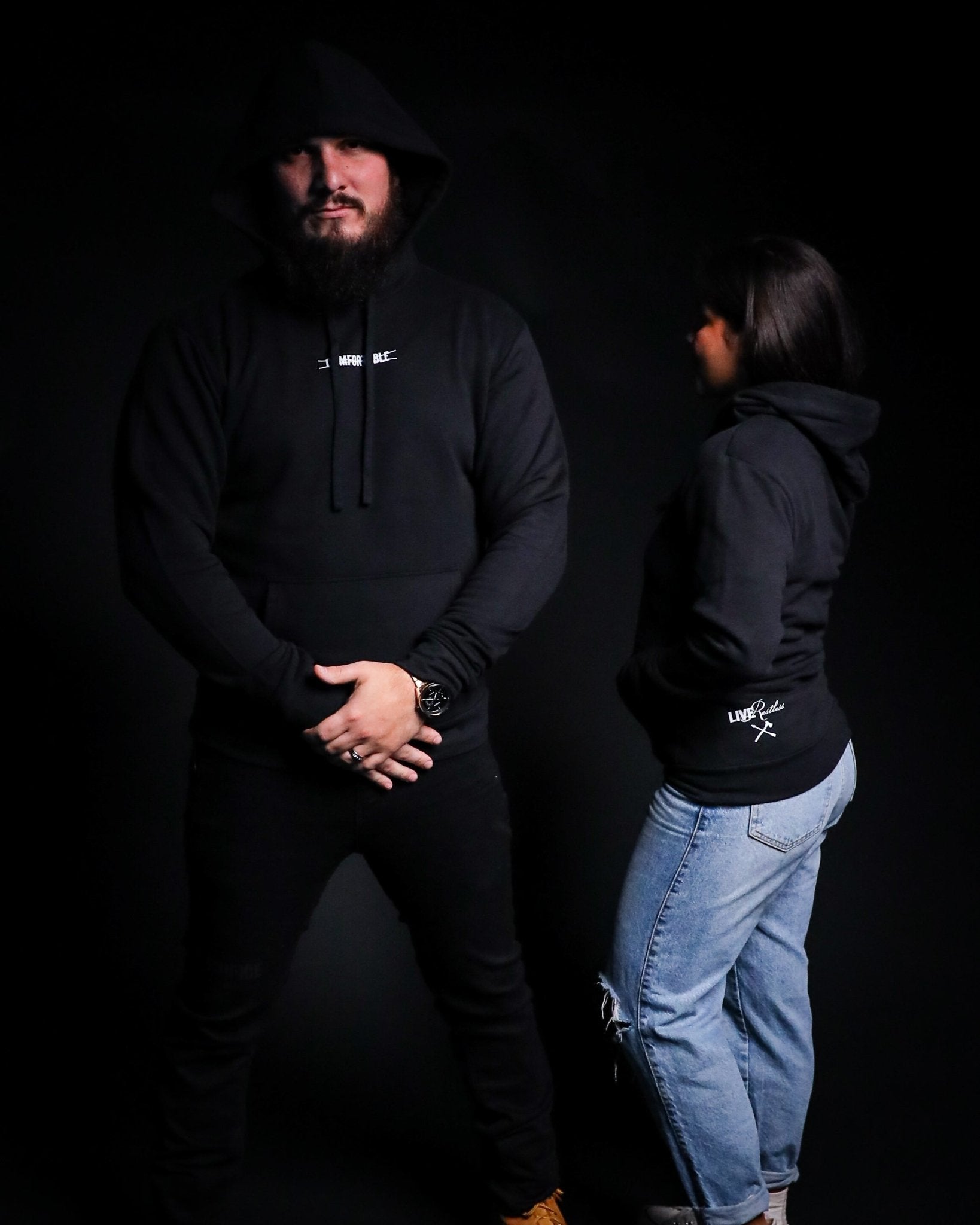 Crossed Out Comfortable Hoodie - Black - Live Restless, LLC.