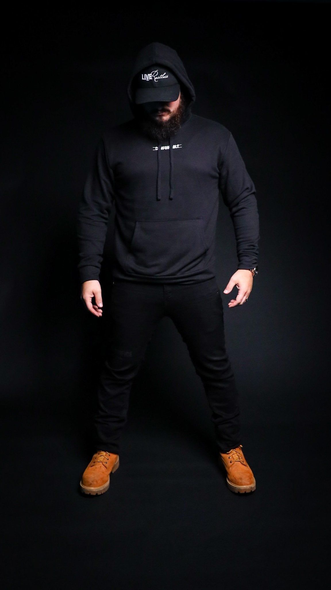 Crossed Out Comfortable Hoodie - Black - Live Restless, LLC.