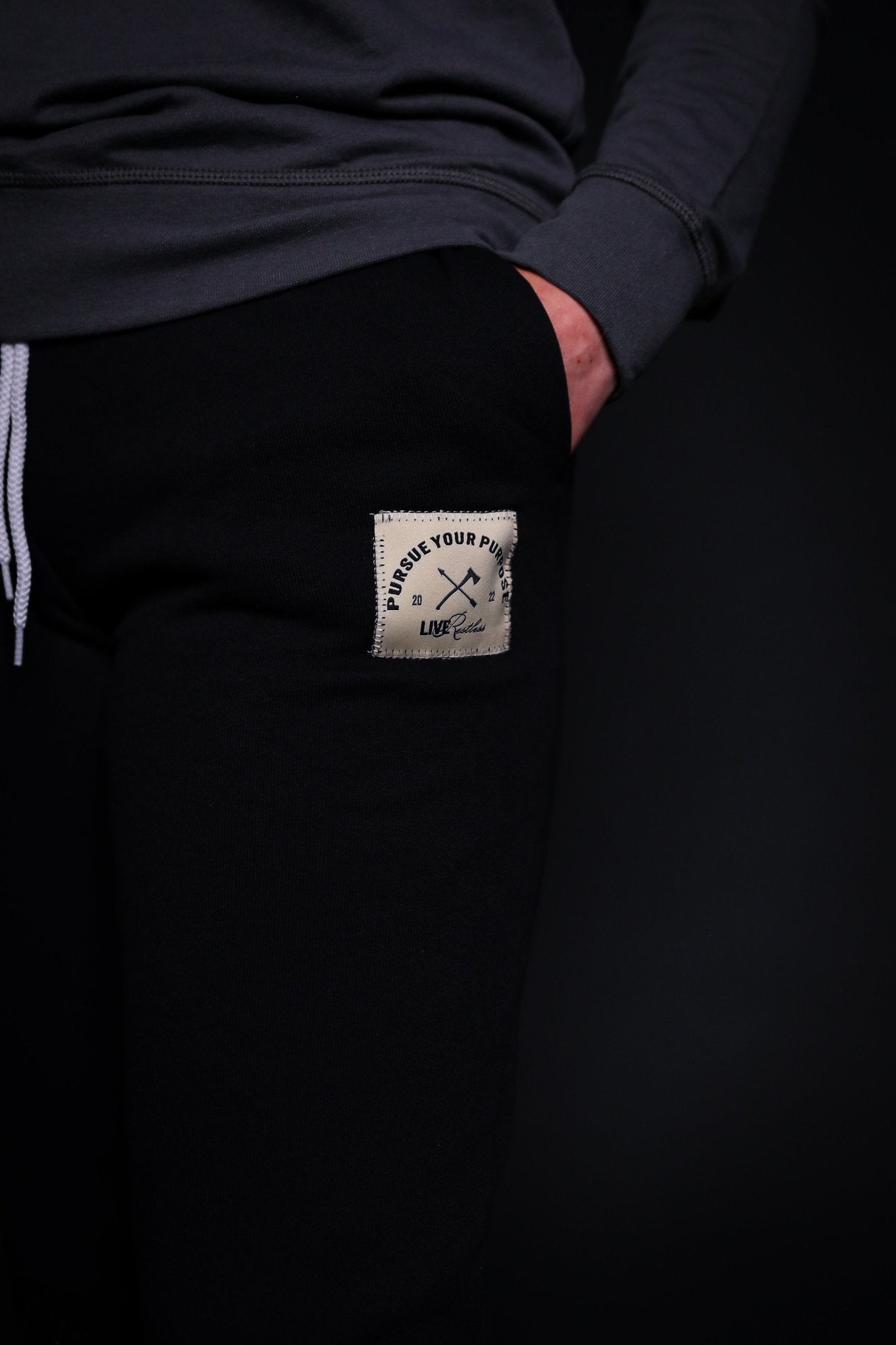 Live Restless Jogger Pants With Patch - Black - Live Restless, LLC.